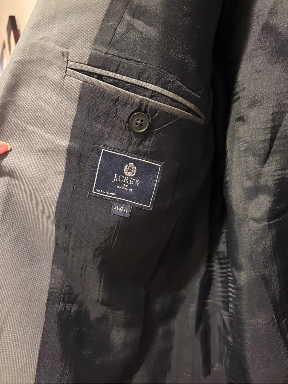 Full 2 Piece Suit J.CREW Men's Gray 100% Cotton 44R 34W 32L Thompson